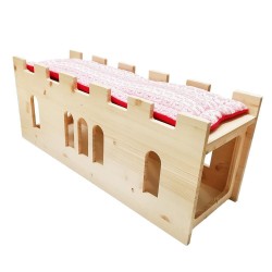 Tunnel merlato con fondo lavabile per Conigli Rosicchiando con cuscino 78 x 26 x 32 h